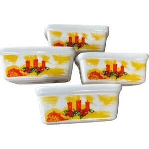 Set of 4 Garden Ridge Christmas Holiday Candle Ceramic Mini Loaf Pans (READ)